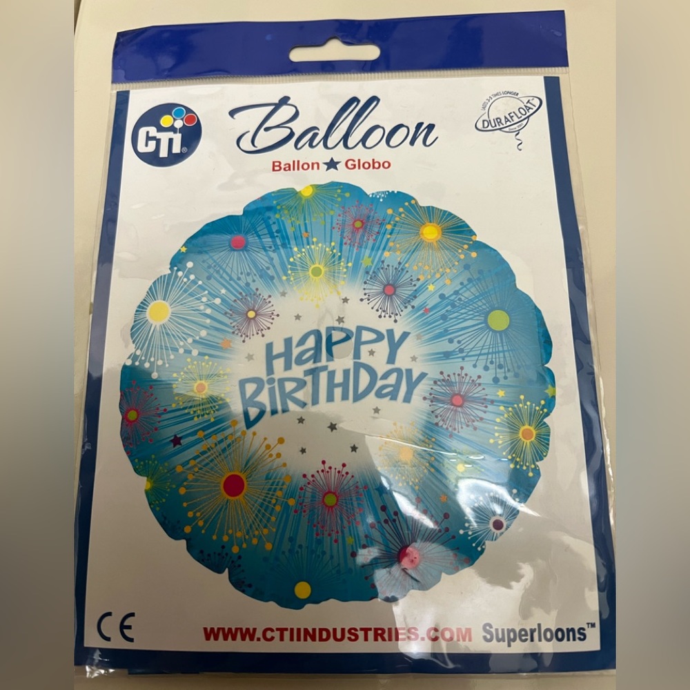 🔵4/$20 CTI Balloon “Happy Birthday” Foil Balloon 17”- 43cm Durafloat NIP
